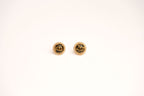 Alphabet CD Black Textured Stone with Pearl in Gold | Designer Studs