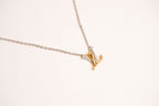 Alphabet L V Platinum Chain with Dual Plated Logo in CZ | Designer Necklace