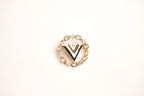 Alphabet L V Gold Plated Brooch with CZ | Luxury Letter Pin Fashion Jewelry