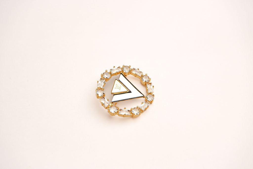 Alphabet L V Gold Plated Brooch with CZ | Luxury Letter Pin Fashion Jewelry