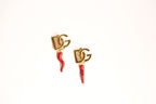 Alphabet DG Red Chilly Studs in Gold | Fun Fashion Earrings