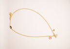 Alphabet L V Sleek Gold Chain with Logo and Pink Heart Motif | Love Necklace