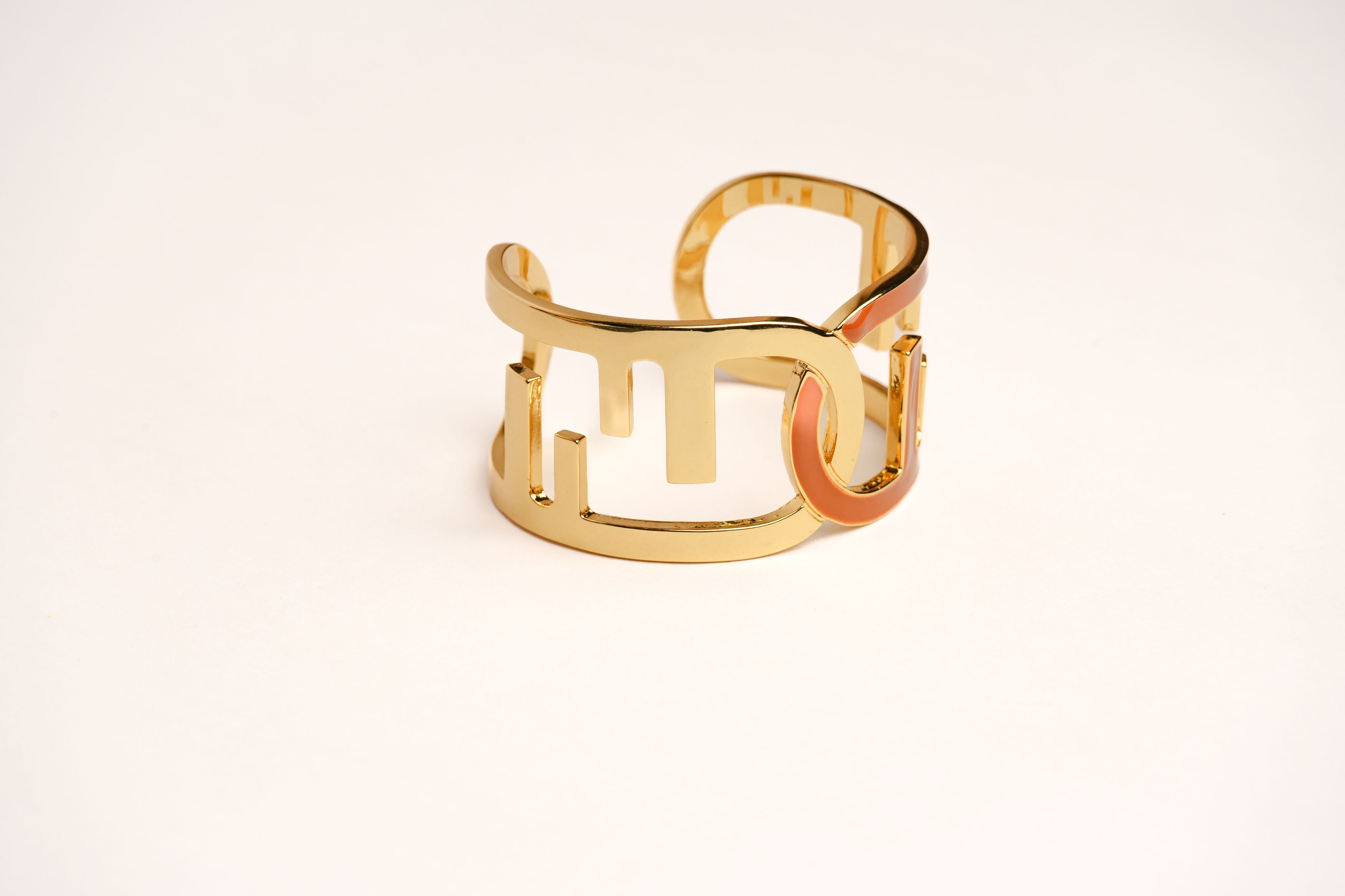 Alphabet F Broad Enamel Cuff Bracelet | Bold Fashion Statement Jewelry