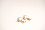Double C Matt Gold Studs with White Round Pearl | Classic Earrings