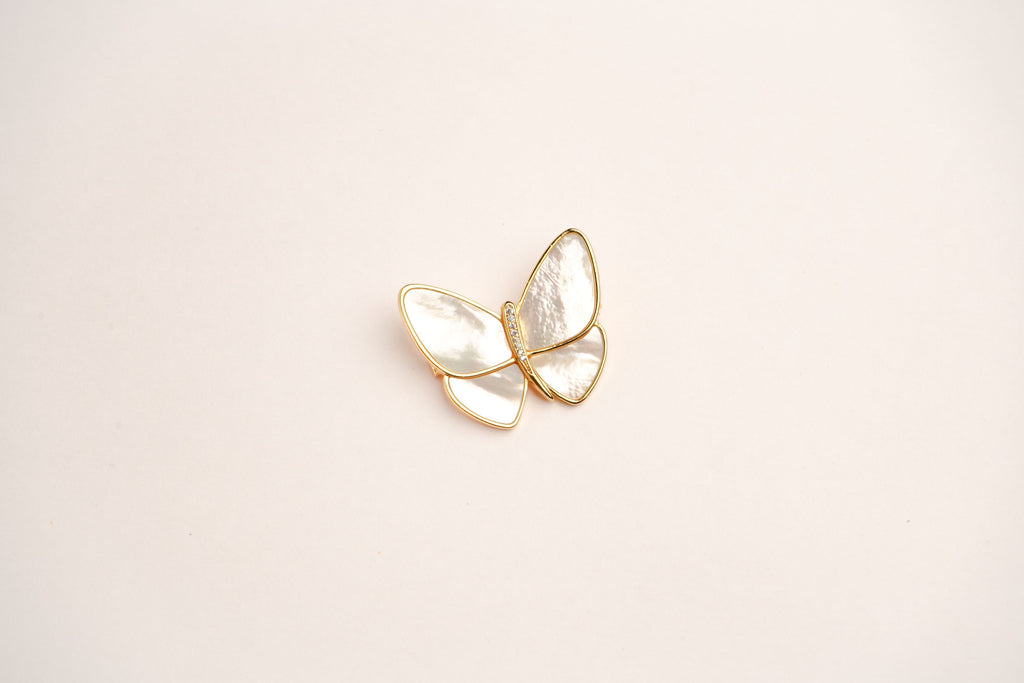 Alphabet VCA MOP Butterfly Brooch | Mother of Pearl Designer Fashion Pin