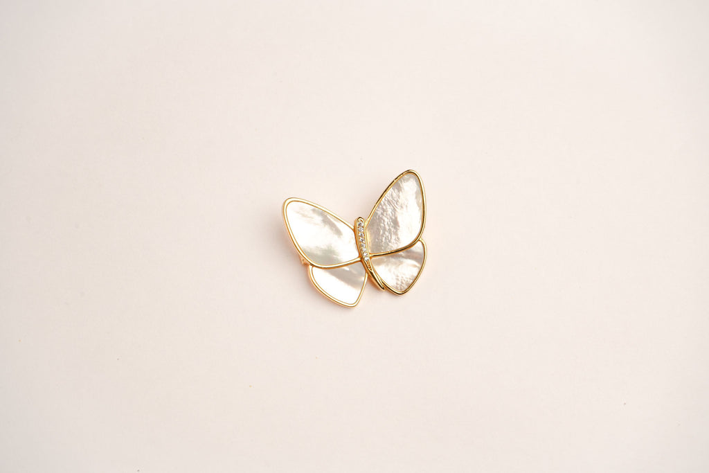 Alphabet VCA MOP Butterfly Brooch | Mother of Pearl Designer Fashion Pin