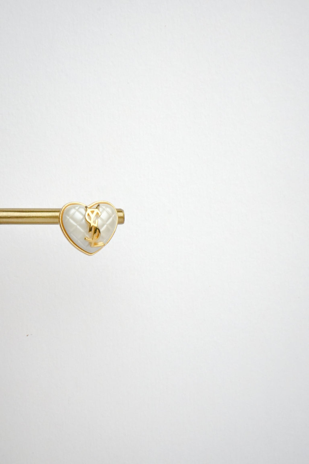 Alphabet Y S L White Heart Studs | Romantic Fashion Earrings