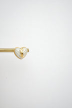 Alphabet Y S L White Heart Studs | Romantic Fashion Earrings