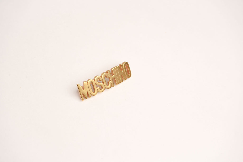 Alphabet M Signature Gold Plated Brooch | Minimalist Letter Pin Jewelry