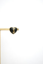 Alphabet Y S L Black Heart Studs | Statement Fashion Earrings