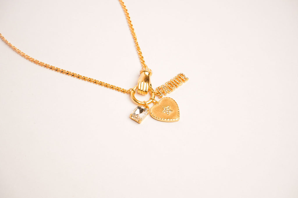 Alphabet D Matt Gold Charms Pendant Chain | Designer Fashion Necklace