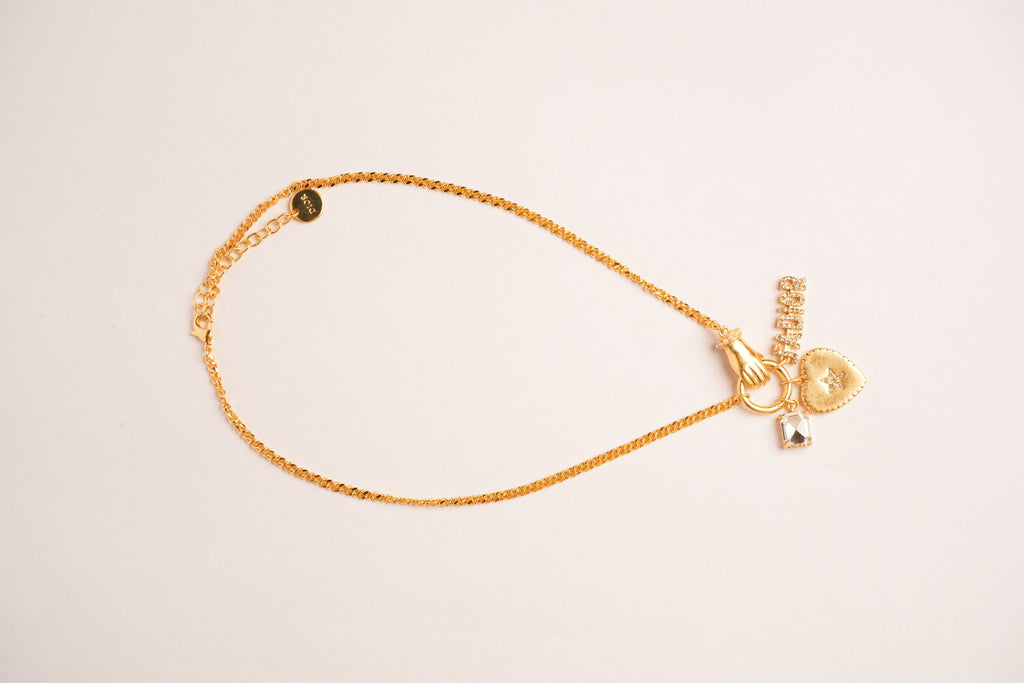 Alphabet D Matt Gold Charms Pendant Chain | Designer Fashion Necklace