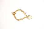 Alphabet Tiff & Co Link Chain Bracelet with Heart Motif in Gold | Love Charm Jewelry