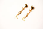 Alphabet Y S L Signature Gold Danglers with Heart | Love Fashion Earrings