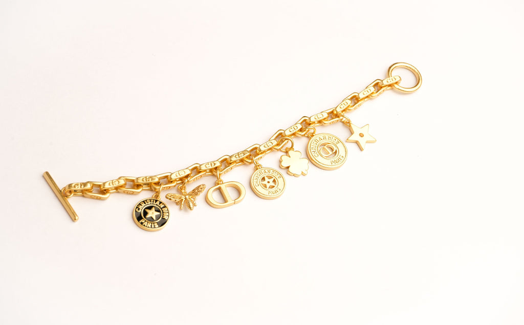 Alphabet CD Charms Bracelet in Matt Gold | Luxury Fashion Accessory