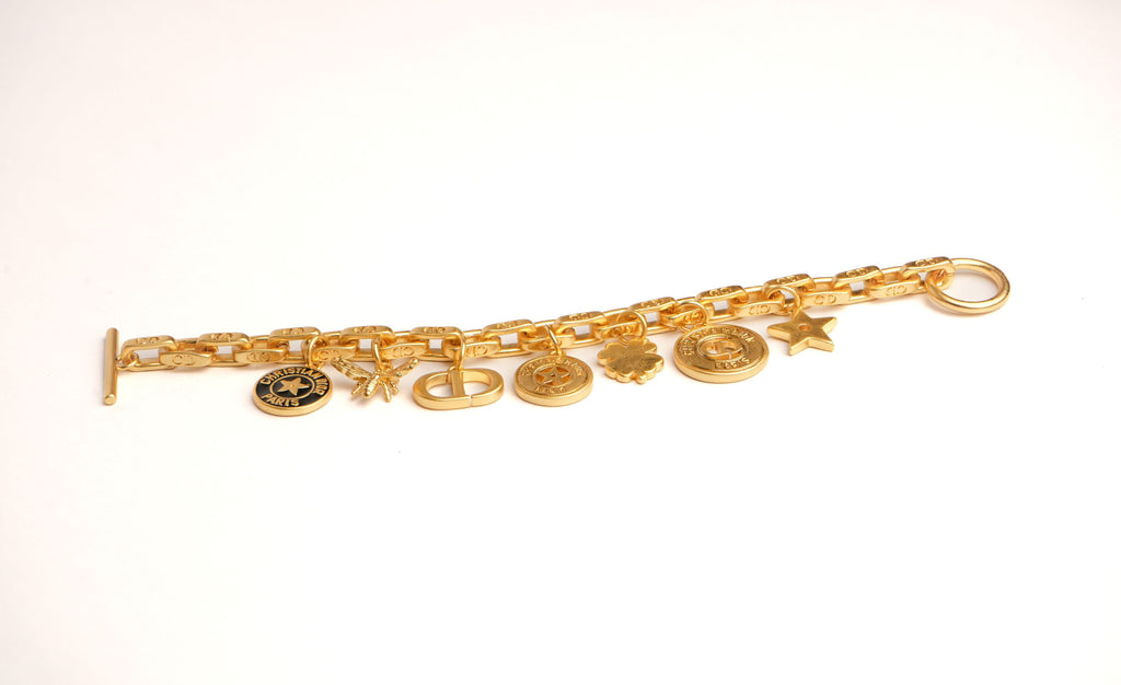 Alphabet CD Charms Bracelet in Matt Gold | Luxury Fashion Accessory