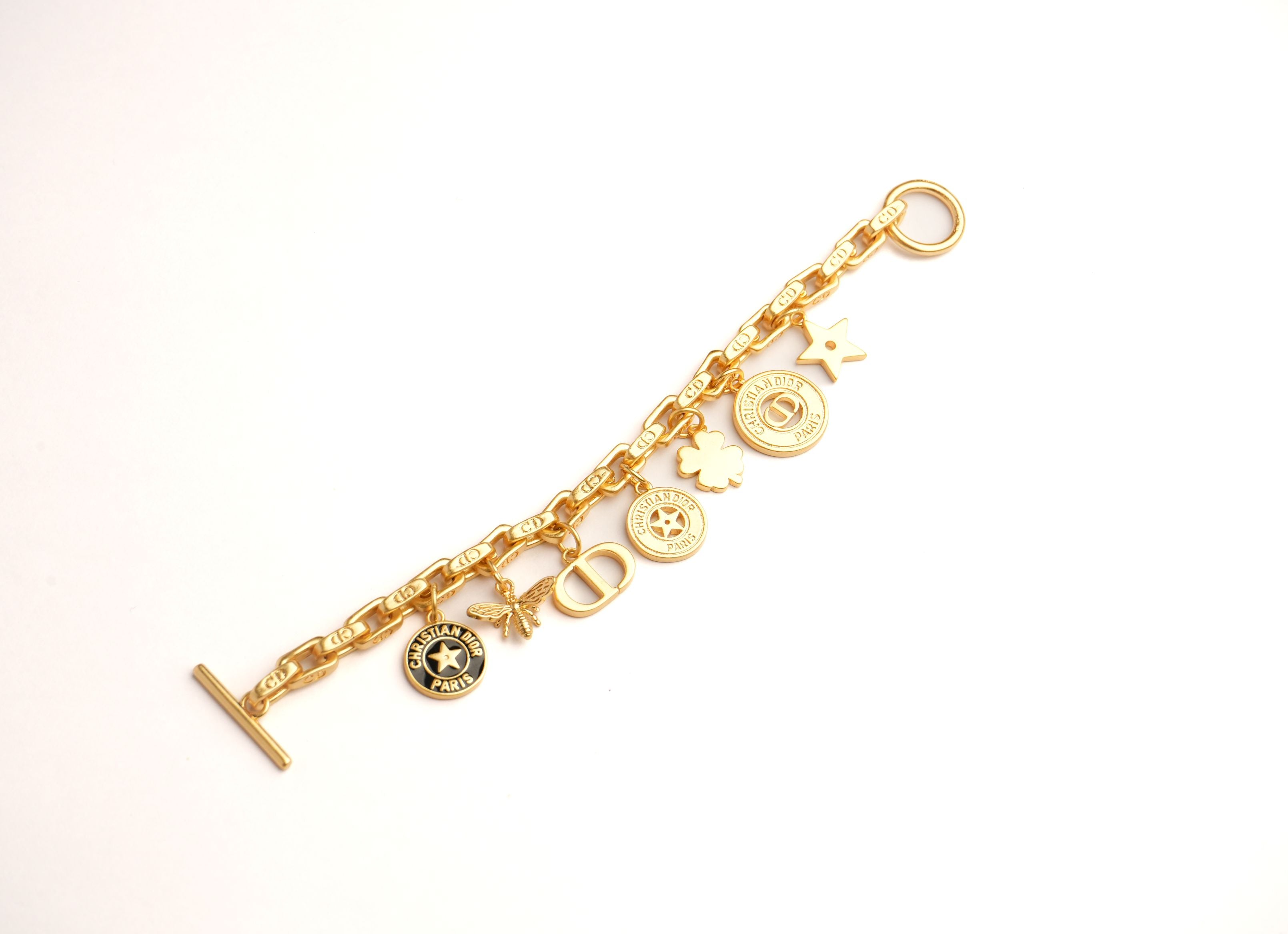 Alphabet CD Charms Bracelet in Matt Gold | Luxury Fashion Accessory