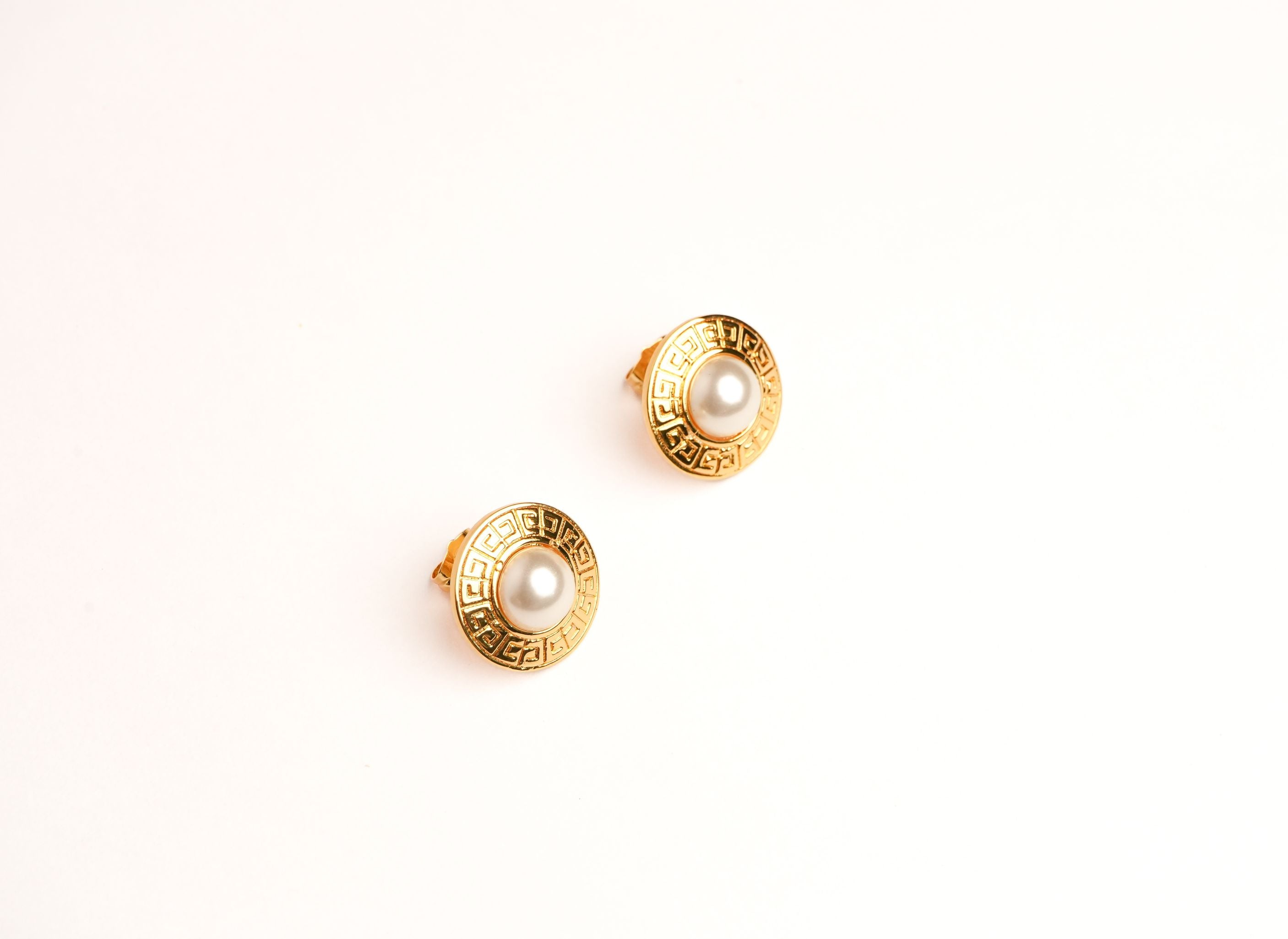Alphabet G Pearl Round Studs in Gold Plating | Classic Fashion Jewelry