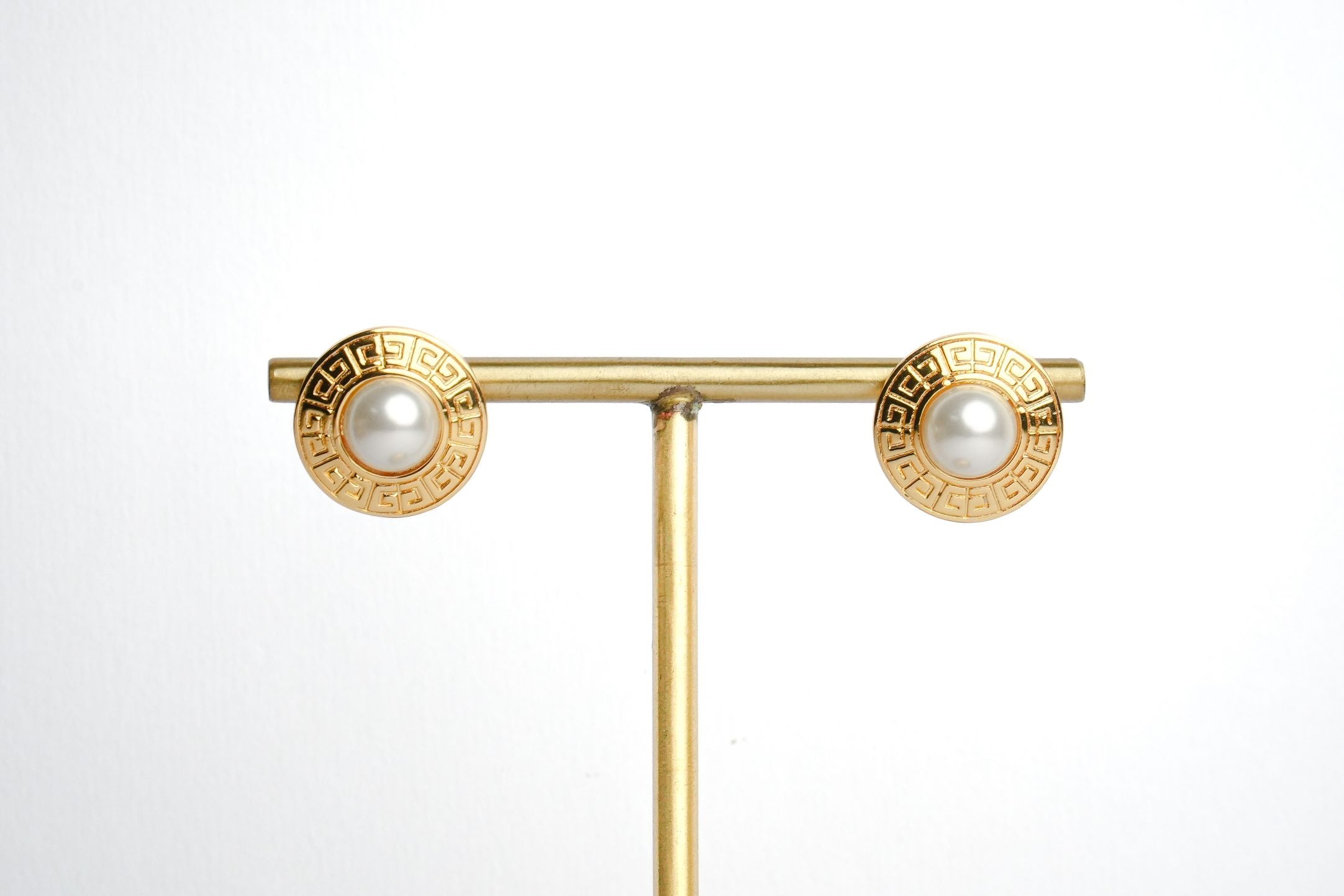 Alphabet G Pearl Round Studs in Gold Plating | Classic Fashion Jewelry