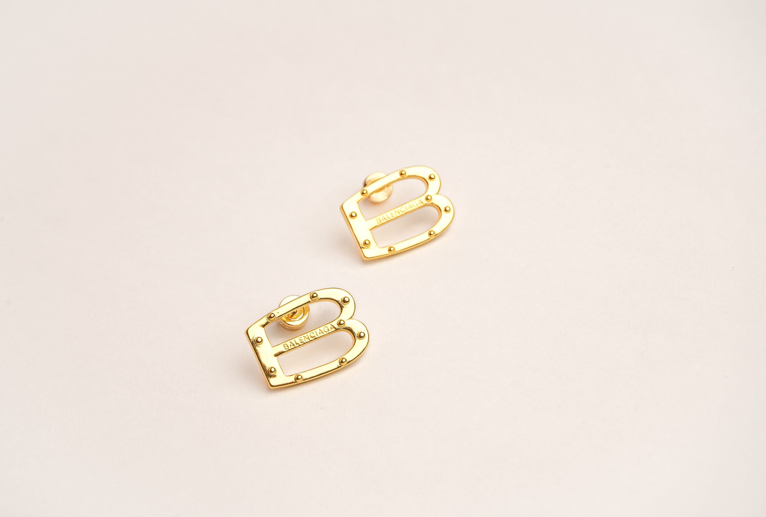 Alphabet BLCG Studs in Gold | Minimalist Designer Earrings