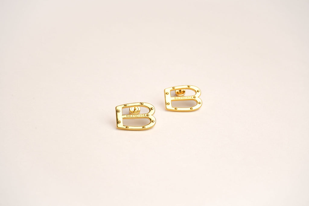 Alphabet BLCG Studs in Gold | Minimalist Designer Earrings