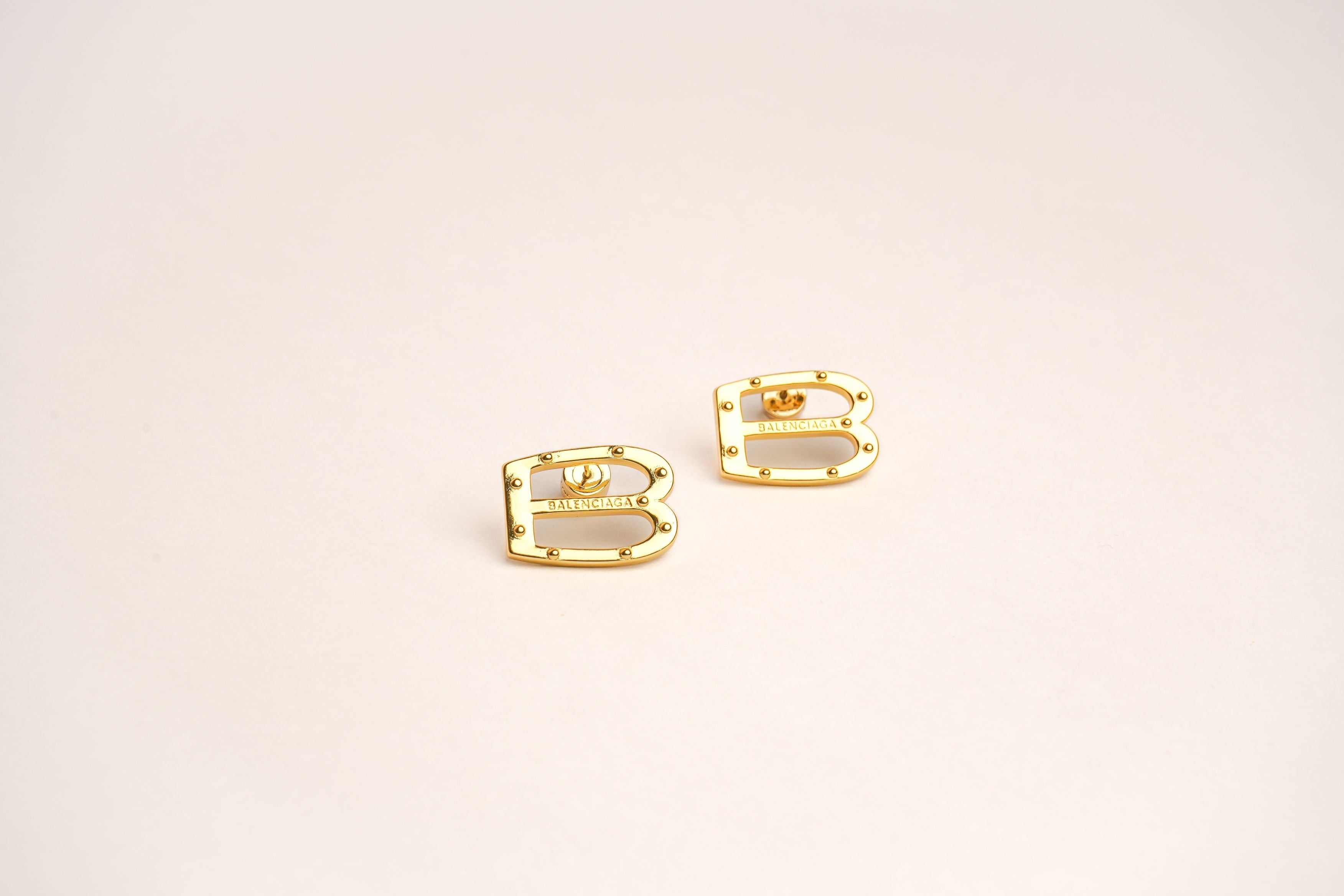 Alphabet BLCG Studs in Gold | Minimalist Designer Earrings