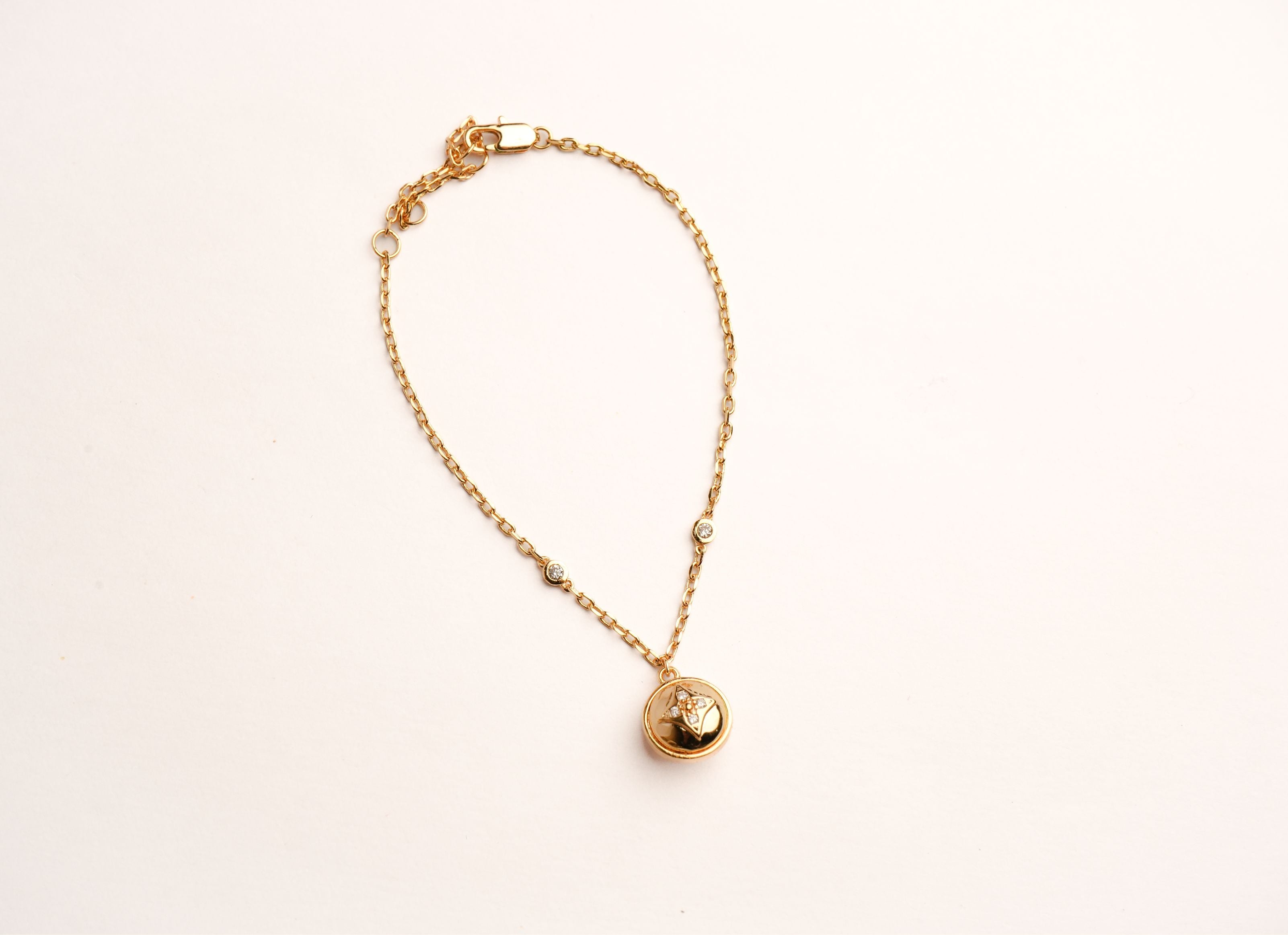 Alphabet L V Round Ball CZ Charm Bracelet | Designer Inspired Fashion Jewelry