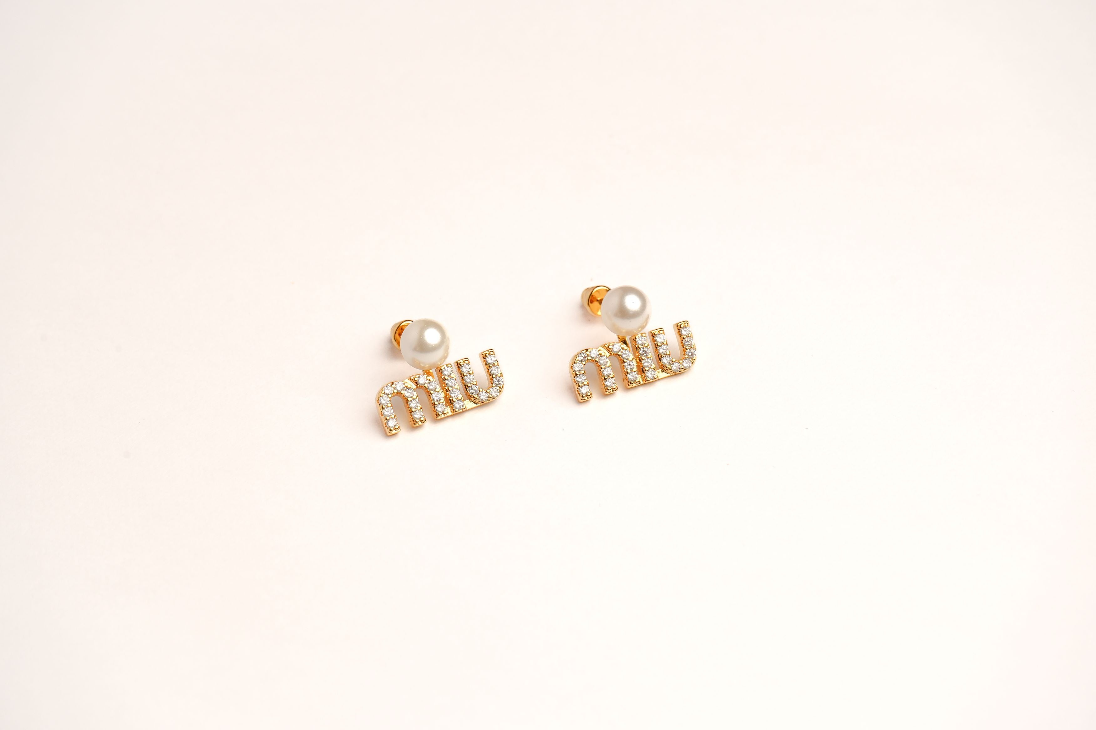 Alphabet M Studs with Pearl and CZ | Elegant Fashion Earrings