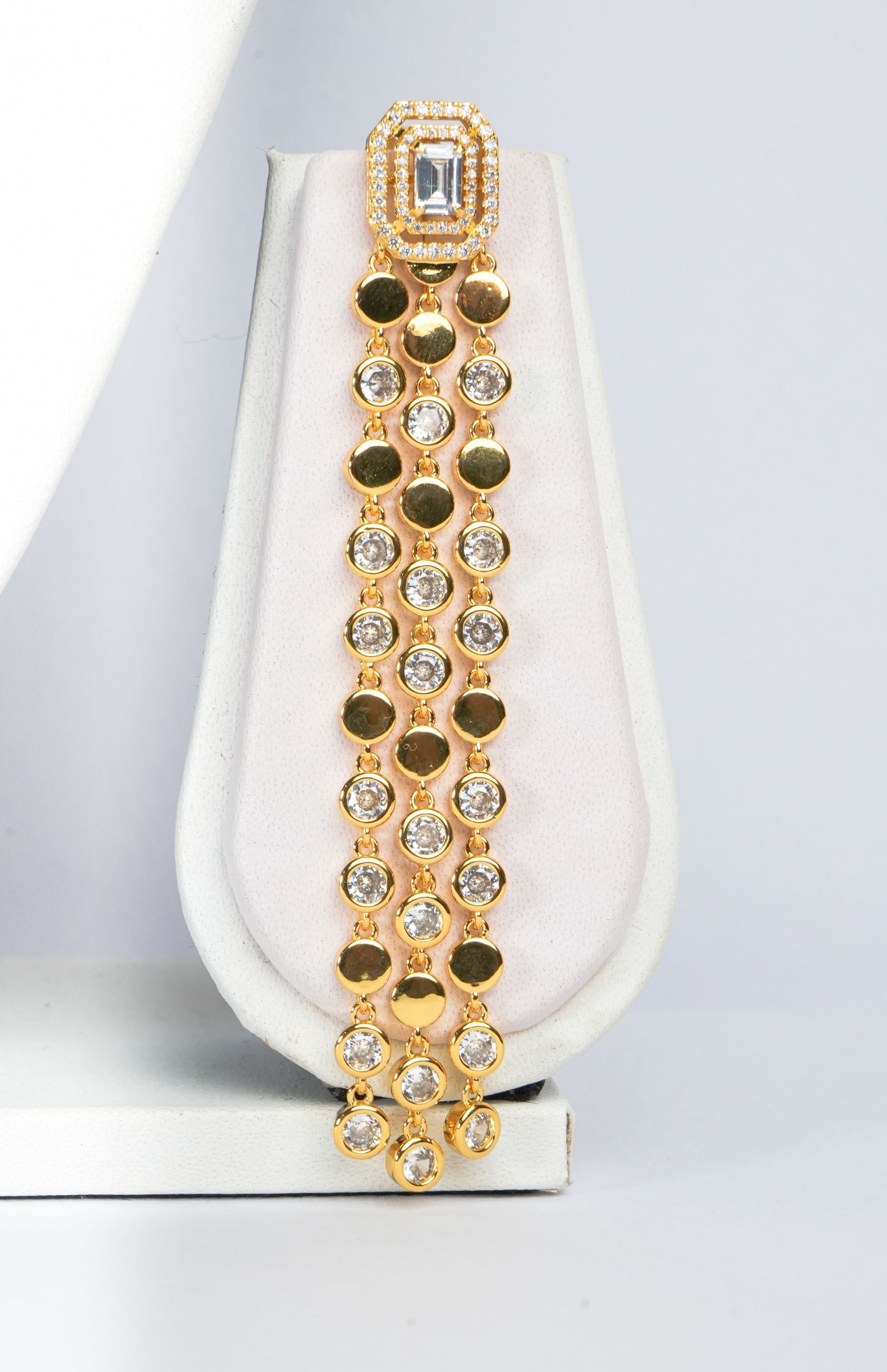 Alphabet MSSK Signature Pendant Set with Diamond in Gold Plating | Luxury Necklace Set