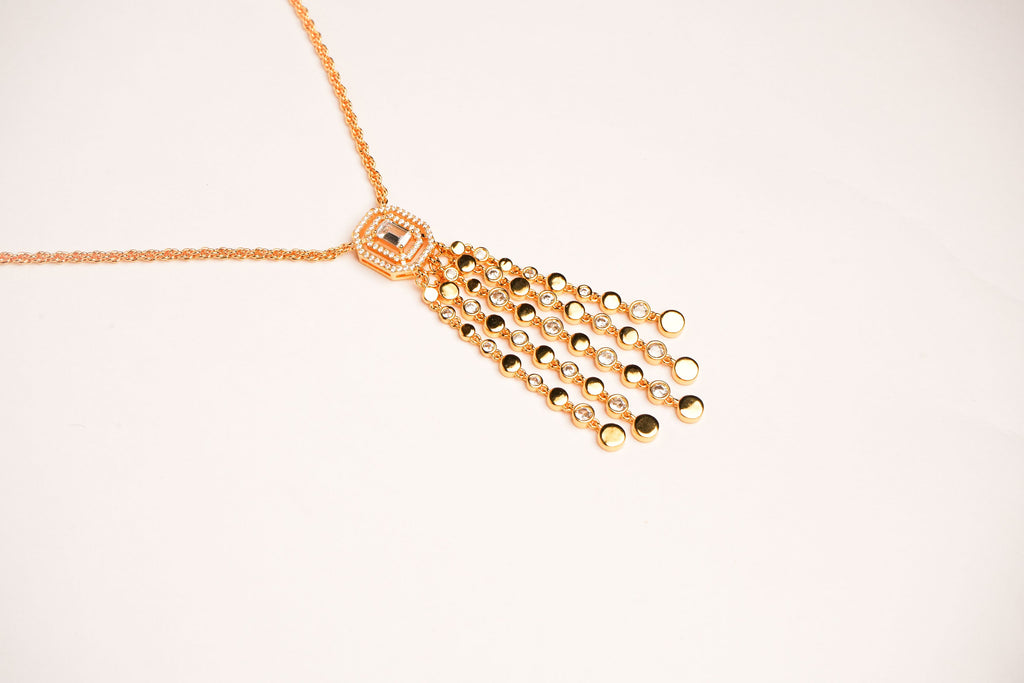 Alphabet MSSK Signature Pendant Set with Diamond in Gold Plating | Luxury Necklace Set