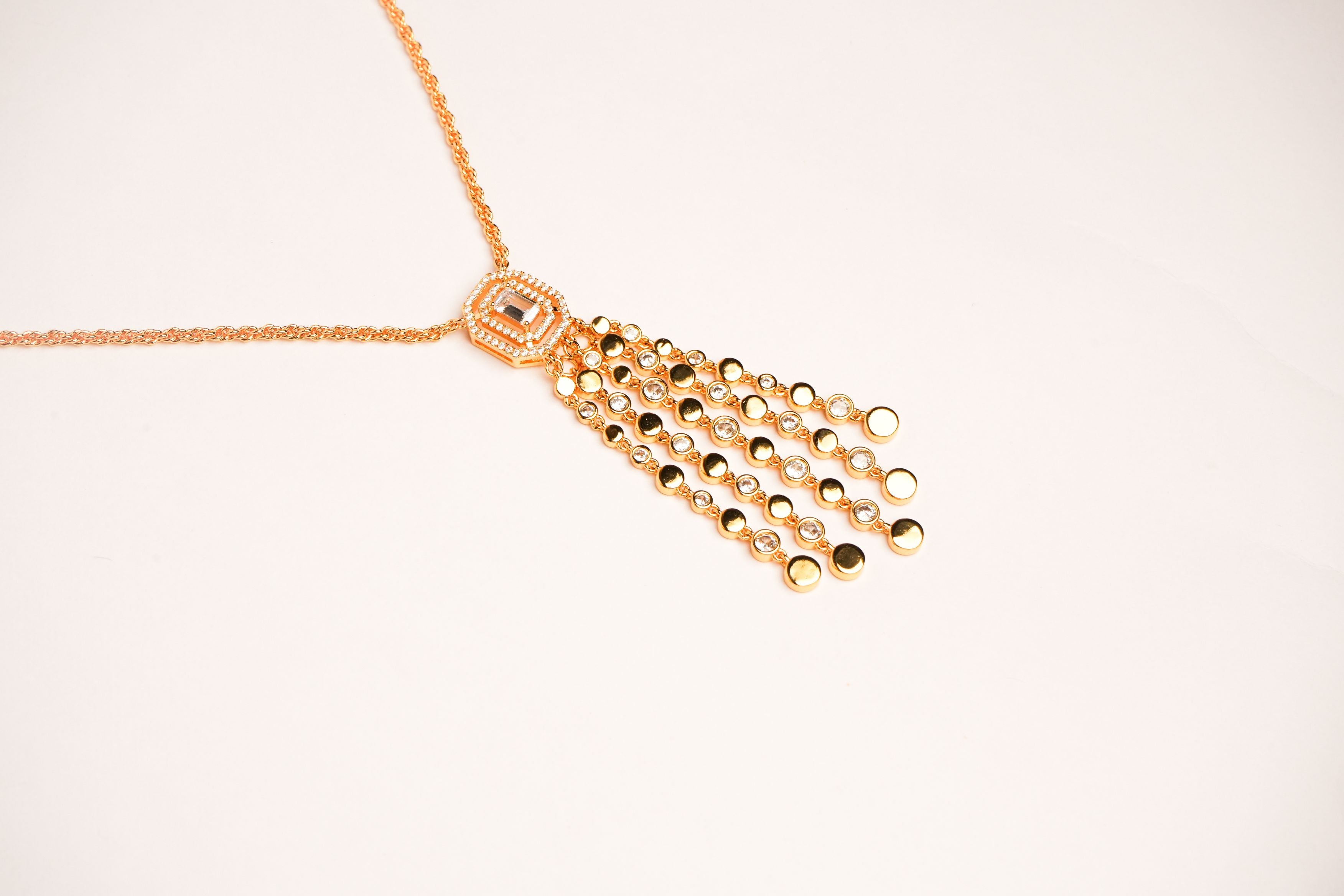 Alphabet MSSK Signature Pendant Set with Diamond in Gold Plating | Luxury Necklace Set