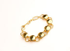 Alphabet L V Chunky Gold Round Button Bracelet | Bold Fashion Jewelry