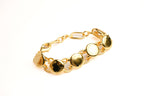 Alphabet L V Chunky Gold Round Button Bracelet | Bold Fashion Jewelry