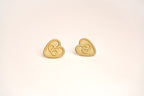 Alphabet V Gold Heart Studs in Matt Finish | Love Fashion Earrings