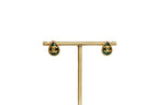 Double C Green Drop Studs in Matt Gold | Trendy Fashion Earrings