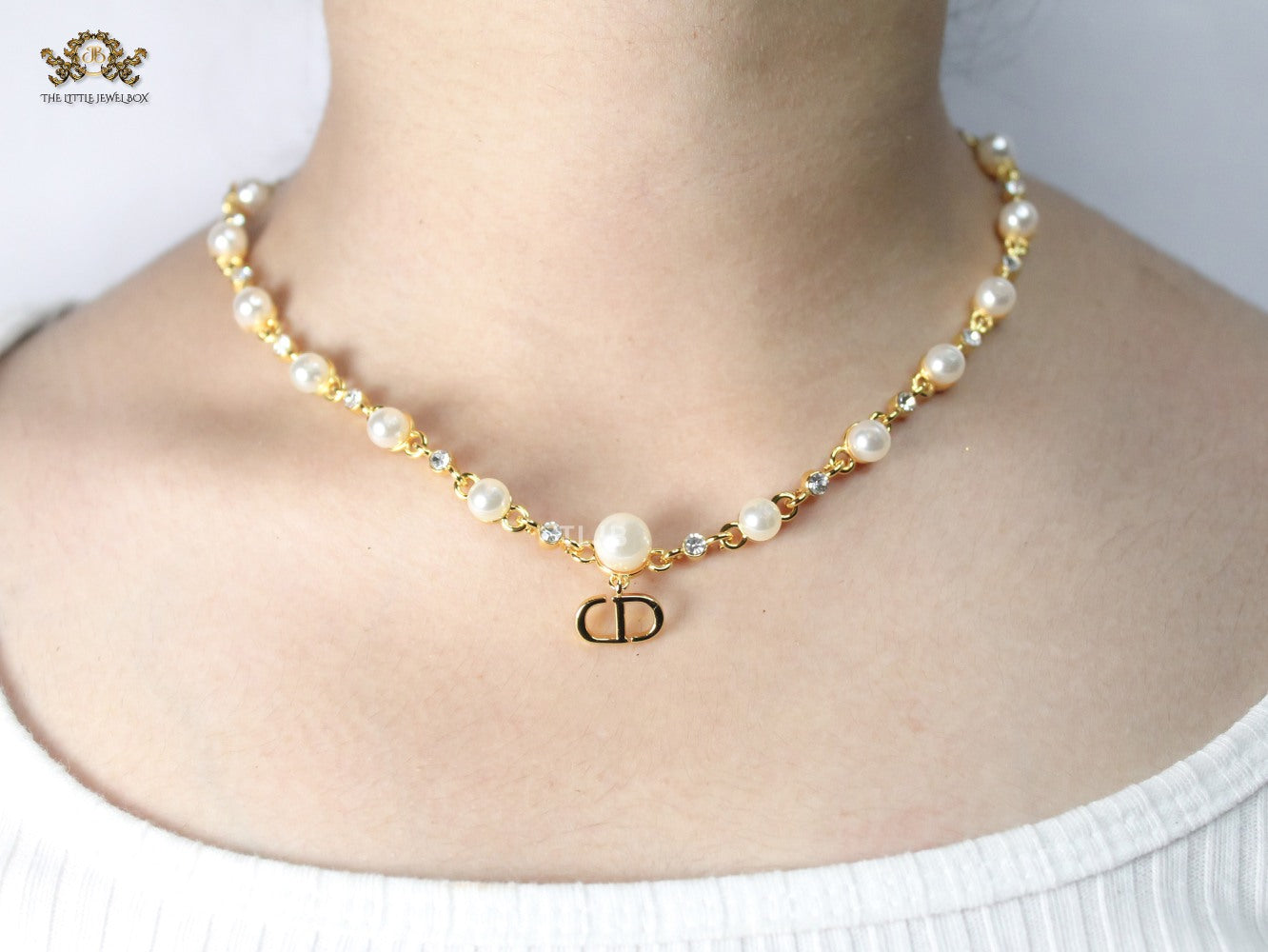Alphabet CD Pearl Studded Chain in Gold