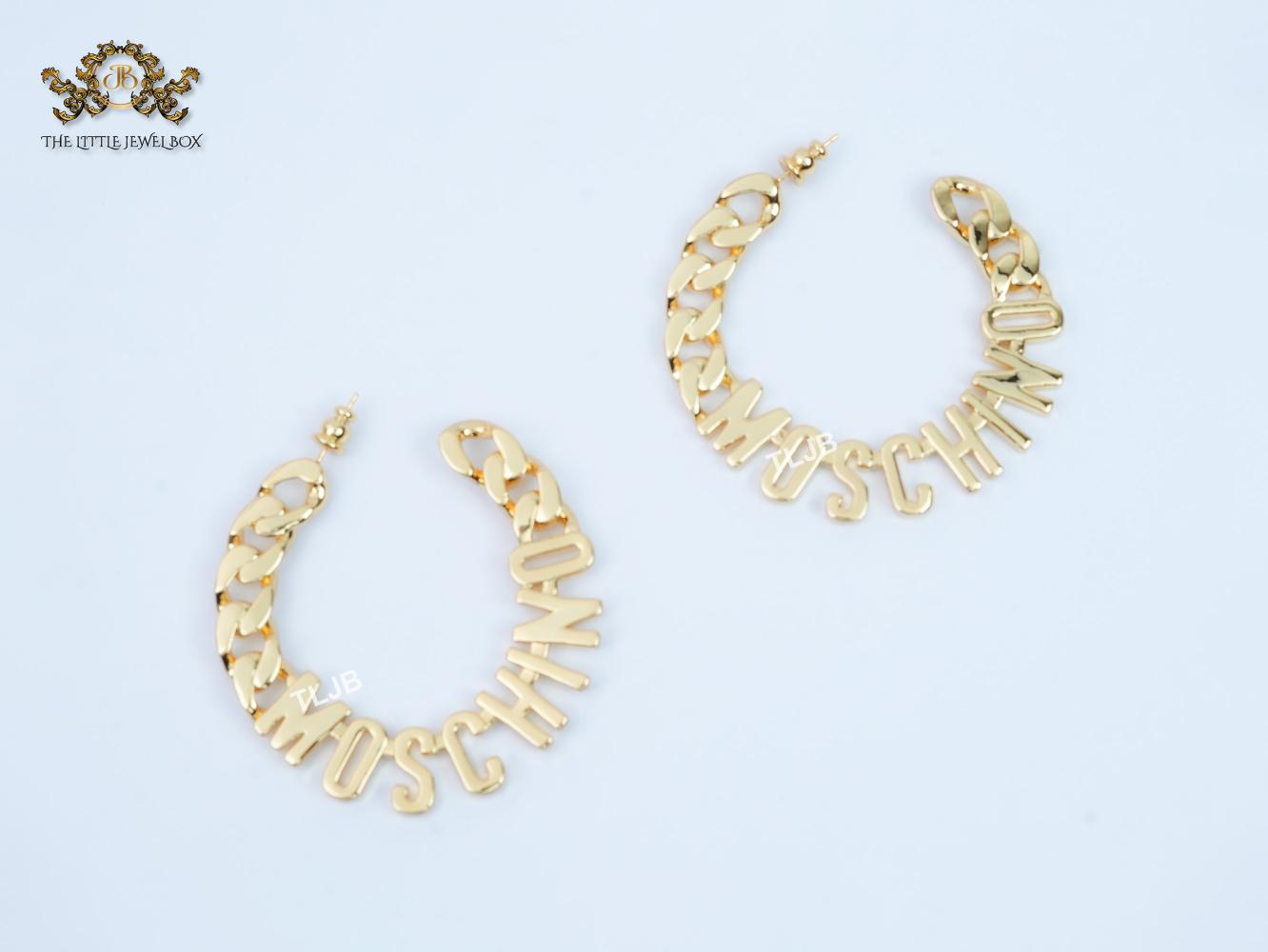 Alphabet M gold hoops