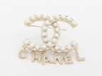 Platinum Double C pearl brooch with charms