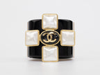 Double C gold white enamel black bracelet