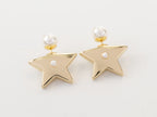 Gold stars with pearl detailing earrings