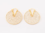 Alphabet V on Gold CZ disc earrings