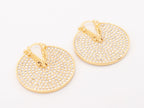 Alphabet V on Gold CZ disc earrings