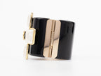 Double C gold white enamel black bracelet