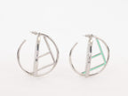 Half F platinum and green earrings hoops with CZ