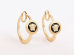 Gold Medusa on Black enamel hoops