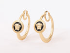 Gold Medusa on Black enamel hoops