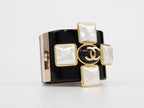 Double C gold white enamel black bracelet
