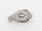 Silver plated Snake head cz open ring with Emerald detailing