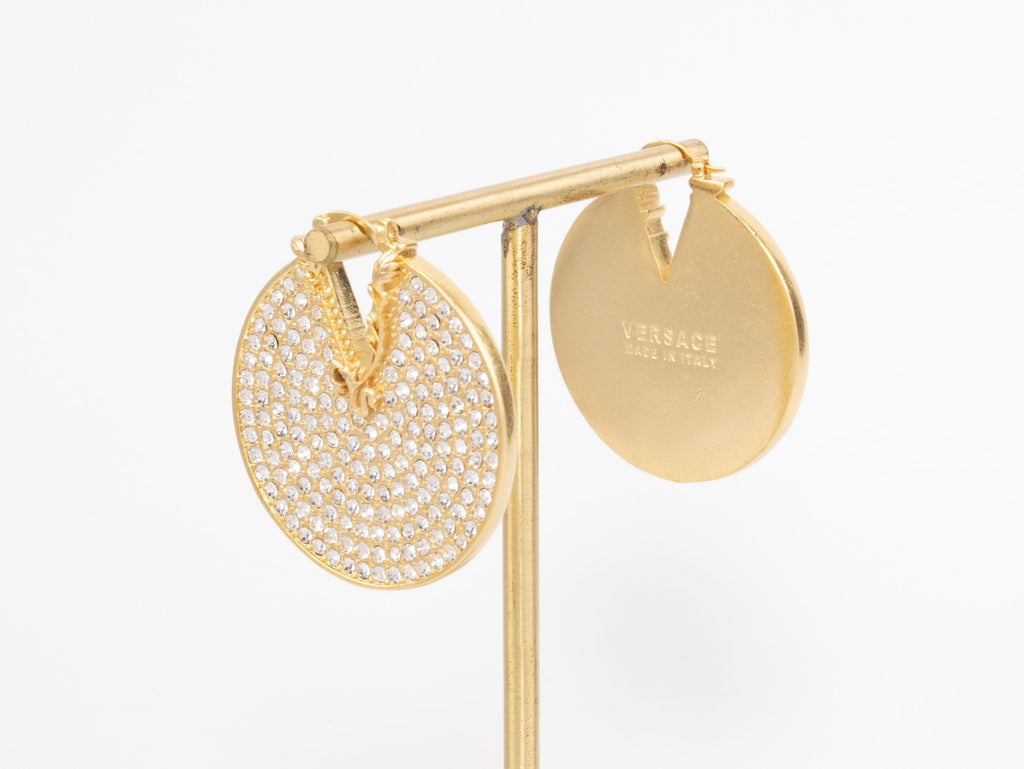 Alphabet V on Gold CZ disc earrings