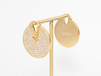Alphabet V on Gold CZ disc earrings